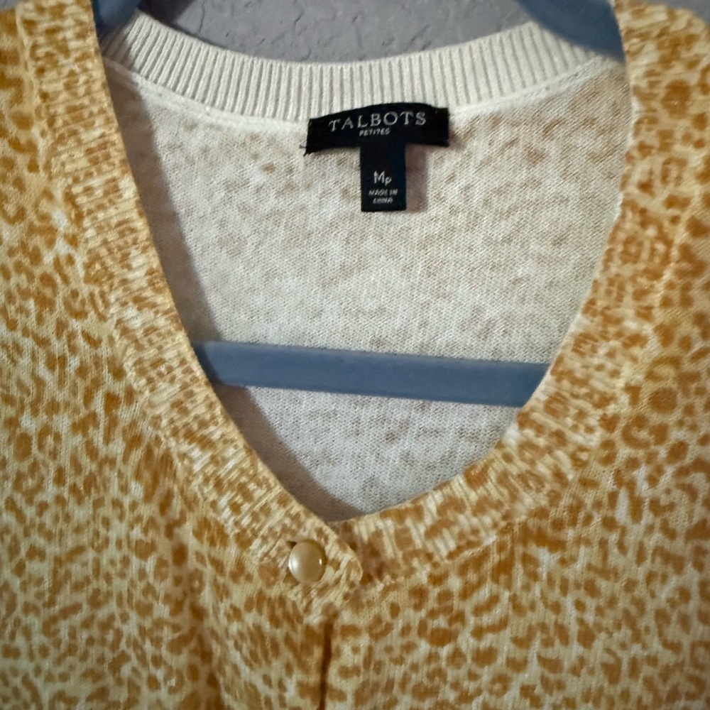 Talbots Yellow Leopard-Print Button Front Top - Picture 9 of 10